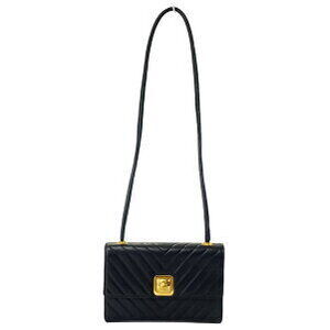 Chanel V Stitch Flap Coco Mark Lambskin Shoulder Bag Black